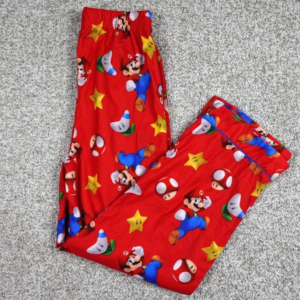 Super Mario Boys Red Fleece Pajama Pants All Over Print Size 10/12 NE262CLB4WM